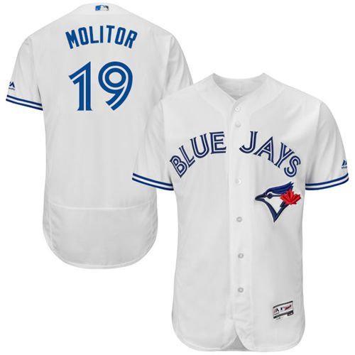 Blue Jays #19 Paul Molitor White Flexbase Authentic Collection Stitched MLB Jersey - Click Image to Close